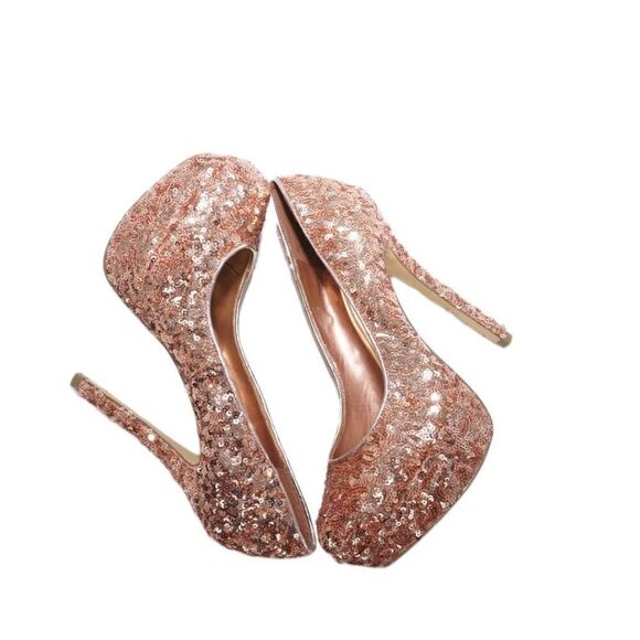 Bakers Melinaseqn Bronze Sequined Platform Pumps, Size 7 - Picture 10 of 10